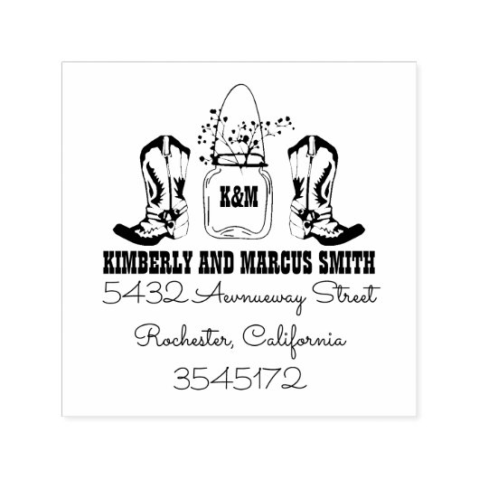 カントリー素朴カウボーイブーツメイスンジャー セルフインキングスタンプ (デザイン)