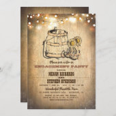 カントリー素朴カウボーイブーツ婚約パーティ 招待状 (正面/裏面)