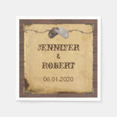 カントリー素朴カウボーイ帽子結婚ズのナプキン スタンダードカクテルナプキン (正面)