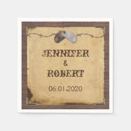 カントリー素朴カウボーイ帽子結婚ズのナプキン スタンダードカクテルナプキン