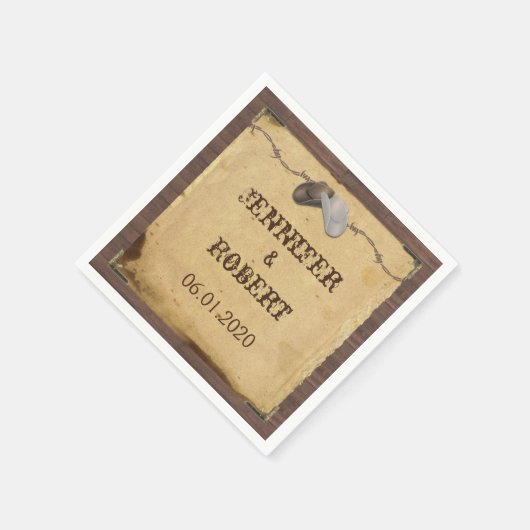 カントリー素朴カウボーイ帽子結婚ズのナプキン スタンダードカクテルナプキン (角)