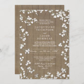 カントリー素朴カップルが赤ちゃんの息のリースをシャワー 招待状 (正面/裏面)