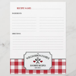 カントリー素朴キッチンファミリーレシピバインダーインサート