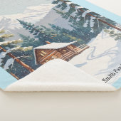 カントリー素朴キャビン雪シーンマウンテンブルー シェルパブランケット (3/4)