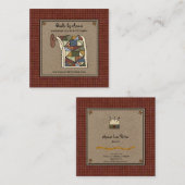 カントリー素朴キルターのステッチャ手作りのクレフター スクエア名刺 (正面/裏面)