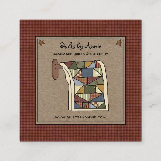 カントリー素朴キルターのステッチャ手作りのクレフター スクエア名刺 (正面)
