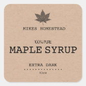 カントリー素朴クラフトとブラックメープルシロップのラベル スクエアシール (正面)
