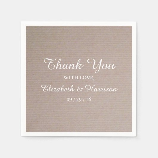 カントリー素朴クラフトウェディングレセプションサンキュー スタンダードカクテルナプキン (正面)