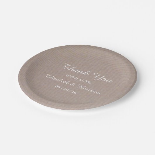 カントリー素朴クラフトウェディングレセプションサンキュー ペーパープレート (アングル)