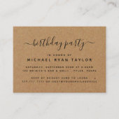 カントリー素朴クラフトバースデーパーティーチケット 名刺 (正面)
