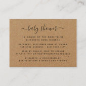 カントリー素朴クラフトベビーシャワーチケット招待状 名刺 (正面)