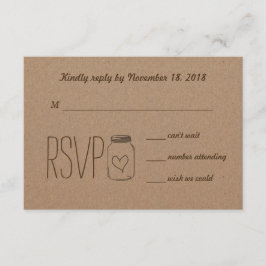 カントリー素朴クラフト紙メイスンジャーRSVP 出欠カード