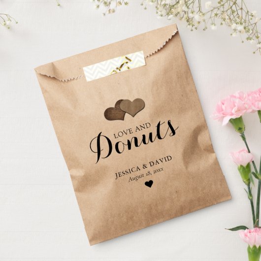 カントリー素朴クラフト紙ラブアンドドーナツ結婚ズ フェイバーバッグ (封をした状態)