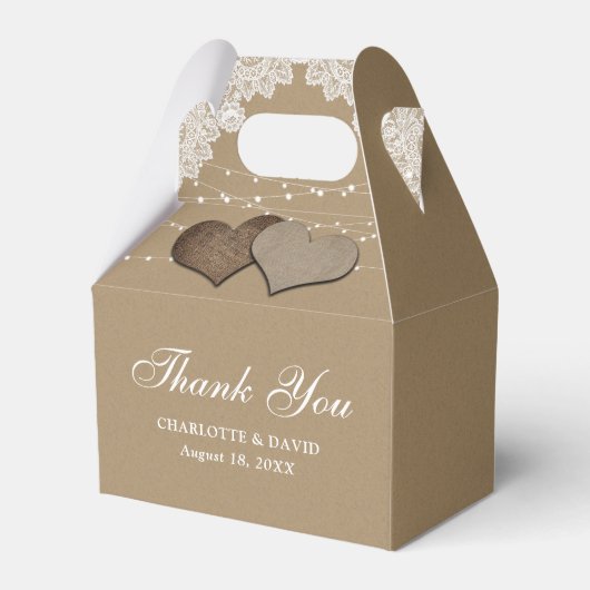 カントリー素朴クラフト紙レースライツ結婚ズ フェイバーボックス (正面サイド)