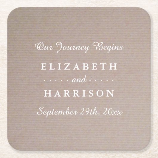 カントリー素朴クラフト結婚ズ スクエアペーパーコースター (正面)