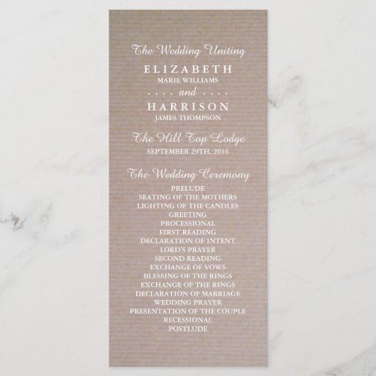 カントリー素朴クラフト結婚式 プログラム (正面)