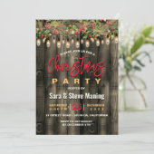 カントリー素朴クリスマスの緑のホリデーパーティー 招待状 (スタンド正面)