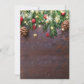 カントリー素朴クリスマスツリーオーナメントベビーシャワー 招待状 (裏面)