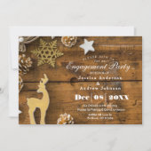 カントリー素朴クリスマスディアー婚約パーティ 招待状 (正面)