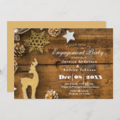 カントリー素朴クリスマスディアー婚約パーティ 招待状 (正面/裏面)