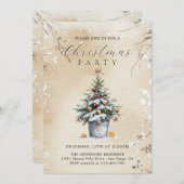 カントリー素朴クリスマスパーティの招待状 招待状 (正面/裏面)