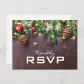 カントリー素朴クリスマスホリデーウィンターRSVP インビテーションポストカード (正面/裏面)