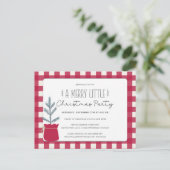 カントリー素朴クリスマスホリデーパーティー招待状 ポストカード (スタンド正面)