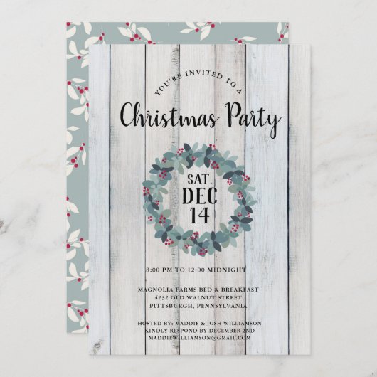 カントリー素朴クリスマスホリデーパーティー招待状 招待状 (正面/裏面)