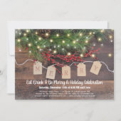 カントリー素朴クリスマスホリデーパーティー招待状 招待状 (正面)
