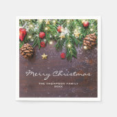 カントリー素朴クリスマスホリデーパーティー スタンダードカクテルナプキン (正面)