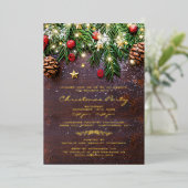 カントリー素朴クリスマスホリデーパーティー 箔招待状 (立ち正面)