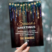 カントリー素朴クリスマスホリデーブルーグリッタードリップ シーズンカード