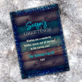 カントリー素朴クリスマスホリデーブルーグリッター シーズンカード