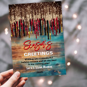 カントリー素朴クリスマスホリデーレッドブラックグリッター シーズンカード