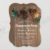 カントリー素朴クリスマス婚約パーティ 招待状 (正面/裏面)