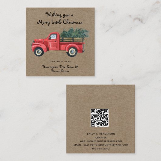 カントリー素朴ク初期のラフトクリスマスクラフト スクエア名刺 (正面/裏面)