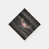 カントリー素朴グラムフラワーズ&〔雄ジカの〕枝角シックボホ スタンダードカクテルナプキン (角)