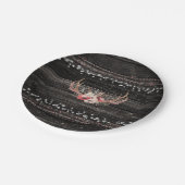 カントリー素朴グラムフラワーズ&〔雄ジカの〕枝角ボホシック ペーパープレート (アングル)