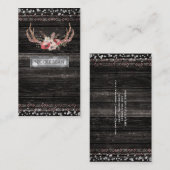 カントリー素朴グラムフラワーズ&〔雄ジカの〕枝角ボホシック 名刺 (正面/裏面)