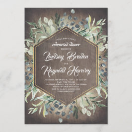 カントリー素朴グリーンリーバーンリハーサルディナー 招待状