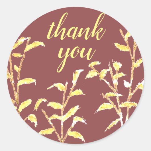 カントリー素朴ゴールデンイエローボタニカルサンキュー ラウンドシール (正面)