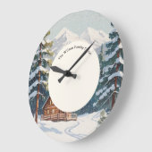 カントリー素朴サイドスノーシーンホリデーファミリーキャビン ラージ壁時計 (傾斜)