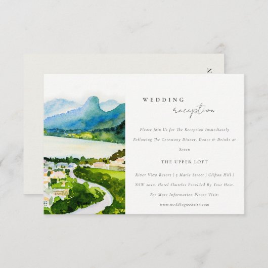 カントリー素朴サイドレイクビレッジウェディングレセプション エンクロージャーカード (正面/裏面)