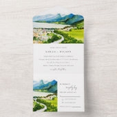 カントリー素朴サイドレイクビレッジランドスケー結婚ズ オールインワン招待状 (内側)