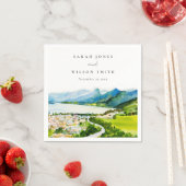 カントリー素朴サイドレイクビレッジランドスケー結婚ズ スタンダードカクテルナプキン (インサイチュ)