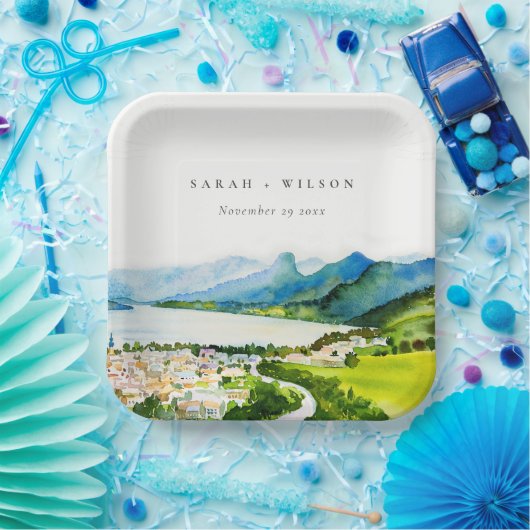 カントリー素朴サイドレイクビレッジランドスケー結婚ズ ペーパープレート (パーティー)