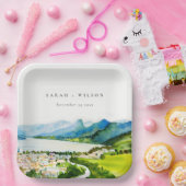 カントリー素朴サイドレイクビレッジランドスケー結婚ズ ペーパープレート (パーティー)