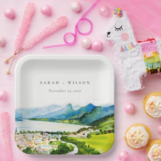 カントリー素朴サイドレイクビレッジランドスケー結婚ズ ペーパープレート (パーティー)