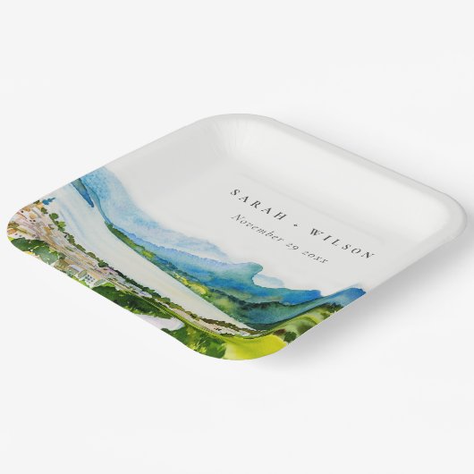 カントリー素朴サイドレイクビレッジランドスケー結婚ズ ペーパープレート (傾斜あり)