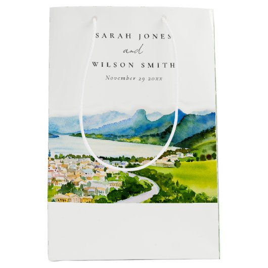 カントリー素朴サイドレイクビレッジランドスケー結婚ズ ミディアムペーパーバッグ (正面)